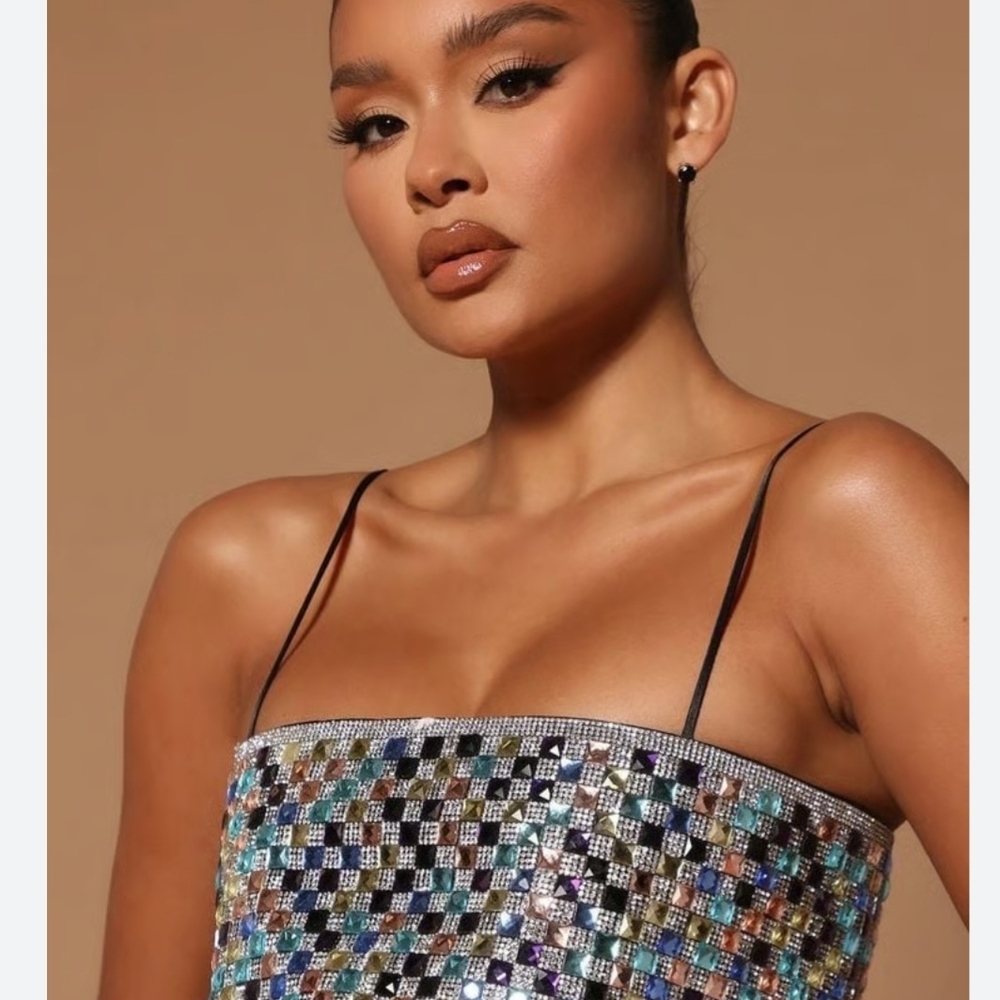 Zara Multicolor Sequin Camisole Top